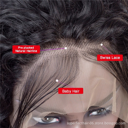 13x4 Lace Front Human Hair Wigs For Black Women Brazilian Water Wave Wig With Baby Hair Remy Pre Plucked Natural Hairline